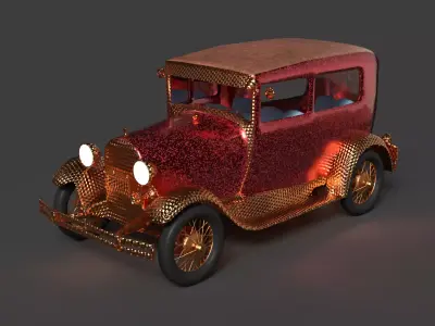 chinese golden vintage car Low-poly 3D model