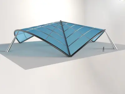 Architectural Tensile Structure 3 sides 3D model