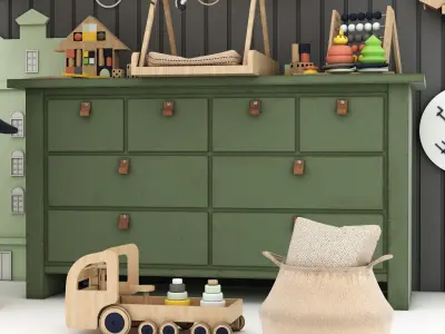 toys and furniture set Low-poly 3D model