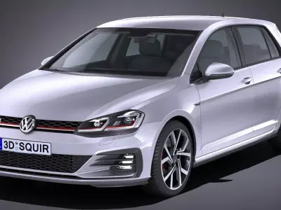 LowPoly Volkswagen Golf GTI 2018 5d Low-poly 3D model