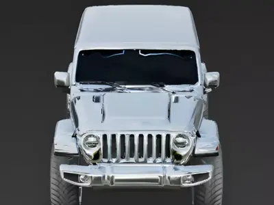 Flashy Liquid Chrome Custom Jeep 3D Model Low-poly 3D model