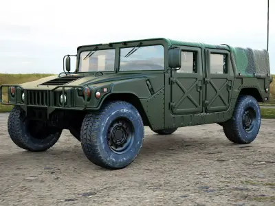 Hummer h1 - military Low-poly 3D model