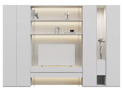 TV wall with decor 3D model