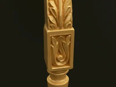 Classic Baroque Style Wooden Chair leg Free 3D model