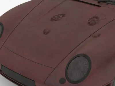 4K Textures Abandoned Rusty 1987 Sport Car Low-poly 3D model