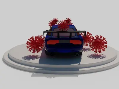 nissan  sx180 3d model surounded by corona virus 3D model