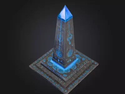 Deep Blue Obelisk Low-poly 3D model
