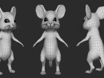 Cute Mouse Basemesh Low-poly 3D model