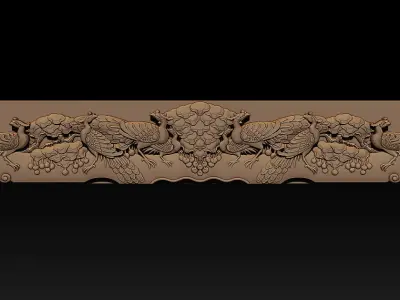 Wooden Peacock Wall Art - Asian Oriental Accents 3D print model