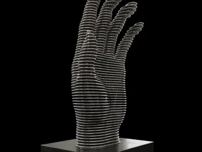 Figurine in the form of a hand made of metal plates 3D model purchase