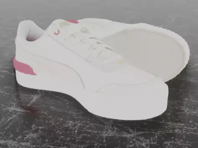 Puma 3D Shoes - White - Pink - Soft Foam Low-poly 3D model