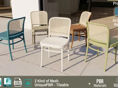Ton Chair 811 White paint Design PBR - Lumion - UE4 Low-poly 3D model