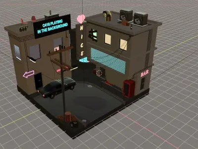 Cyber punk scene Free 3D model