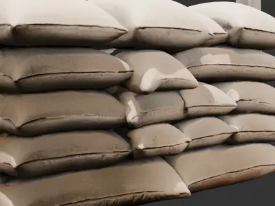 Battlefield Barricade with Sandbags Low-poly 3D model