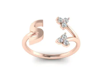 Jewelry Alphabet Ring  S with Diamonds  3D print model