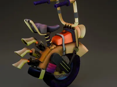 Hand Paint Stylized Mono Bike Low-poly 3D model