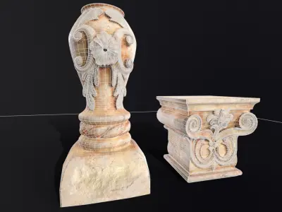 Marble Floral Garden Decoration Low-poly 3D model 3