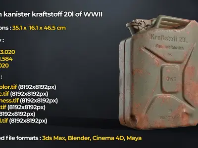 Jerrycan 20L Low-poly 3D model