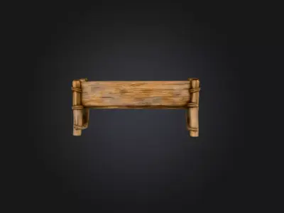 Rustic Wooden Trough Low-poly 3D model