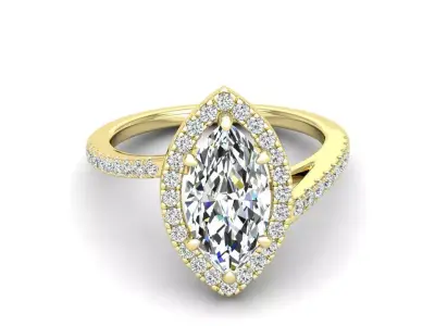 Engagement ring Vanessa marquise 3D print model