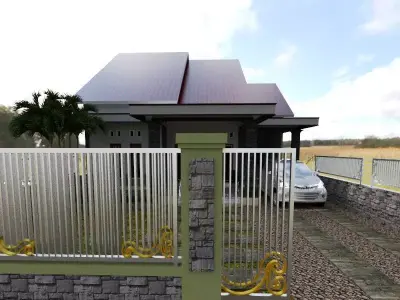 simple house on village 3D print model