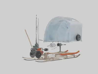 Ice Fishing Equipment model Low-poly 3D model