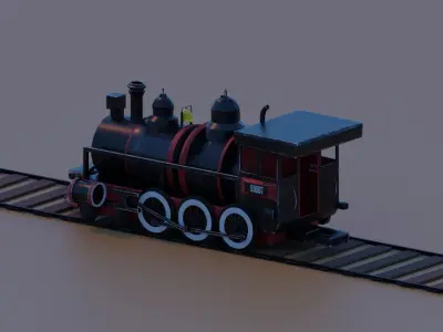Stylized Locomotive Low-poly 3D model