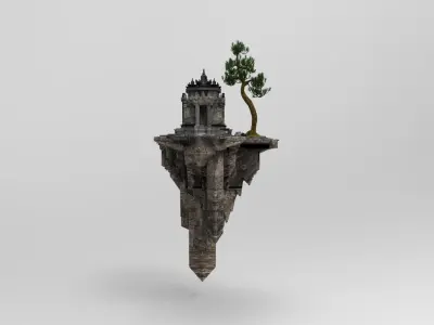 flying temple island 3D model