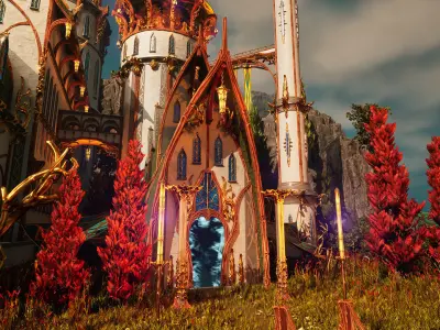 Elven architecture Low-poly 3D model