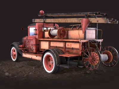 Old Fire Truck 3D model