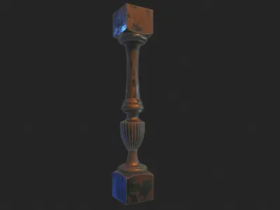 Baluster wooden pole 3D model