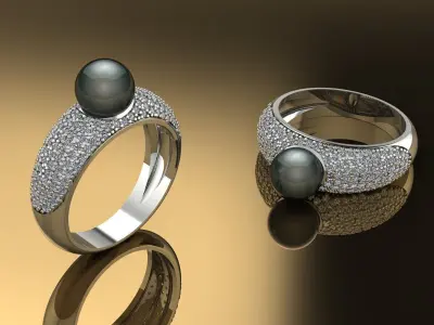 Pearl Ring Gold 3D print model