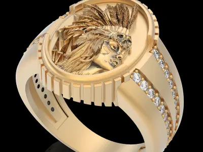 Indian man ring  gold sterling printable jewelry 3D model 3D print model