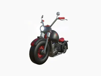Motorcycle Cartoon A17 Black Red - Custom Vehicle Design Low-poly 3D model