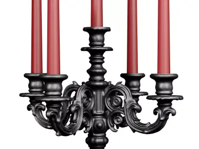 Modern Black Tabletop Candlestick Candle Holder Candelabra 3D model