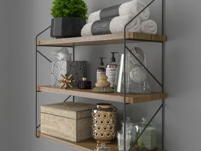 Decorative set 1 bathroom shelf 3D model
