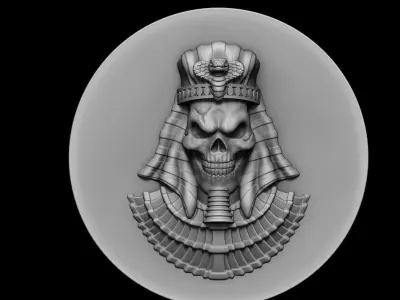 skull  belt buckle Egyptian vol1  and relief 3D print model