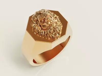 Fashion Lion Ring Silver Gold  Print 3D print model
