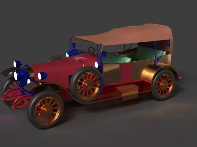 Chinese vintage car  Low-poly 3D model