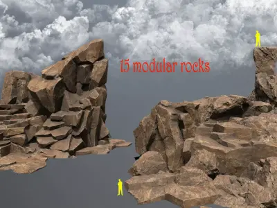 desert rocks Low-poly 3D model