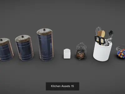5 Kitchen Assets Pack 3D Model Collection