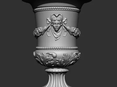 Decorated urn with female head 3D model