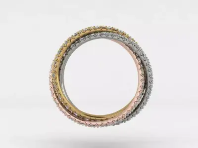 Ring Tri Color Small Model Diamond 3D print model