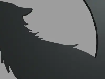 Wolf Moon Wall Silhouette 01 3D print model