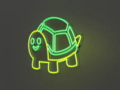 Turtle Emoji - Neon Sign 3D model