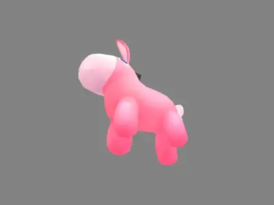 cartoon pink pony balloon - pink donkey Low-poly 3D model