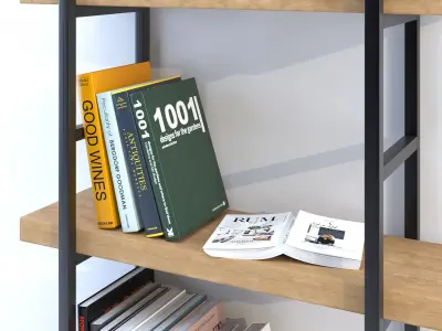 Modern minimal bookcase with an open book 3D model