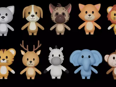 Cartoon 3D Animal Pack Vol 01 Low-poly 3D model