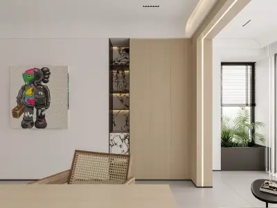 Modern living room dining room bedroom interior scenes 555 3D model