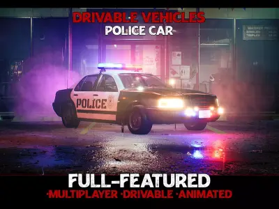 Police Car - Drivable UE4 UE5 Low-poly 3D model